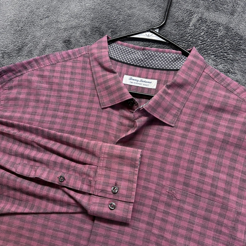 Tommy Bahama Button Down Mens 3XL Purple Plaid The Newport Coast Pima Blend